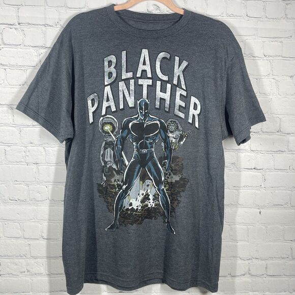 Marvel Comic Black Panther Shirt Mens L Gray Marvel Comics Graphic Short Sleeve - Picture 1 of 4
